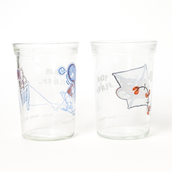 Tom & Jerry Vintage Glass Welchs Tennis Kite Flying Pair of 2 - Picture 4 of 8